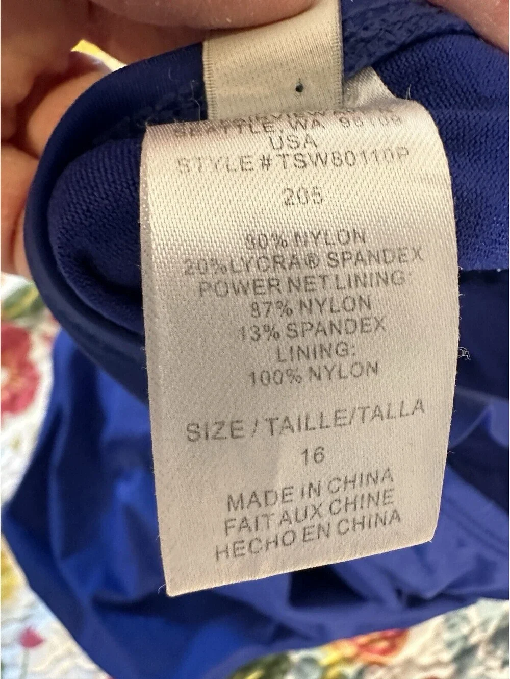 Tommy Bahama 1Pc Cobalt Blue Classic Swimsuit Slimming Tummy Control Size 16 EUC